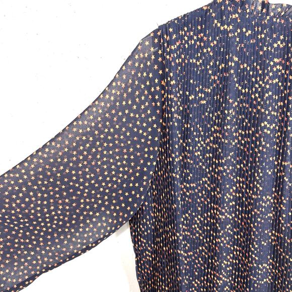 Anthropologie Seen Worn Kept Vega Pleated Star Print Illusion Sleeve Size 6 - Picture 10 of 16